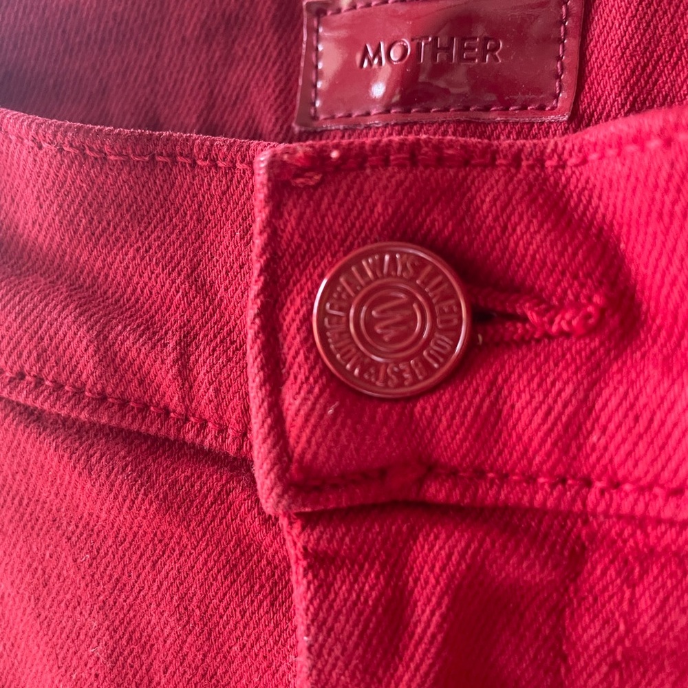 MOTHER Bold Red Denim High Waisted Weekender Skimp Jeans Sz28 - Picture 5 of 12